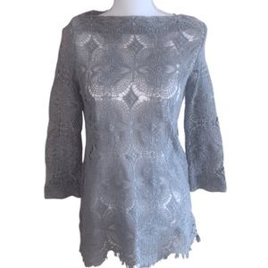 Charlie Joe size Small Bohemian Ziggy Top Gray Lace Dress Bikini Cover Up